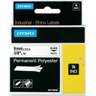 DYMO permanentní polyesterová páska RHINO D1 9 mm x 5,5 m, černá na bílé, S0718240