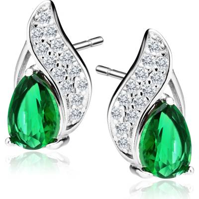 Moonlit Stříbrné náušnice Celestia Grace Emerald FD_76589