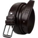 Fashionhunters Men's brown leather belt with a buckle čierna šedá
