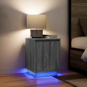 vidaXL Нощни шкафчета с LED осветление 2 бр. сиво Сонома 38x34x50 см (861276)