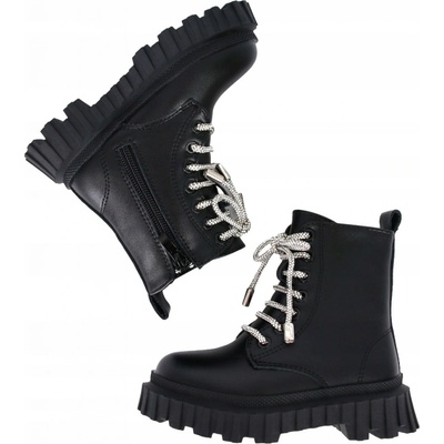 Jarní teplé boty kotníkové boty dívčí zateplené kožíškem trapery