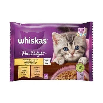 Whiskas Pure Delight Junior drůbeží v želé kuře a krůta 4 x 85 g