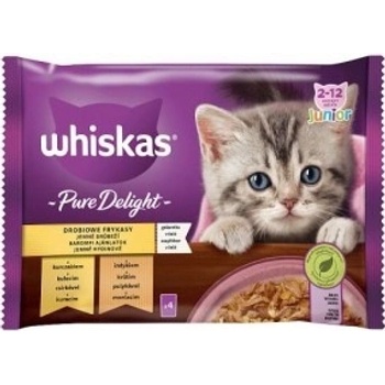 Whiskas Pure Delight Junior drůbeží v želé kuře a krůta 4 x 85 g