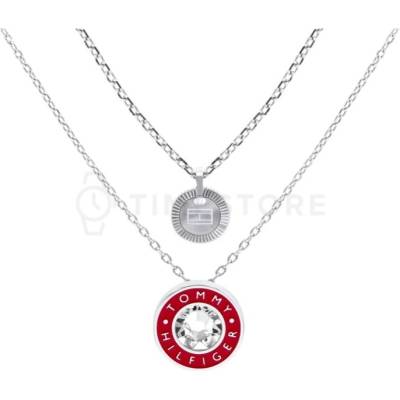 Tommy Hilfiger Moderný dvojitý oceľový náhrdelník s kryštálom 2780803