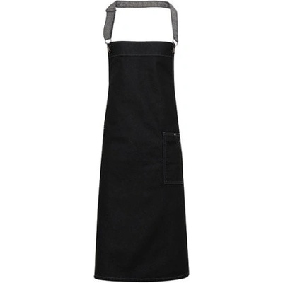 Premier Workwear Džínsová zástera s vreckami za krk PR134 Black Denim 72 x 86 cm