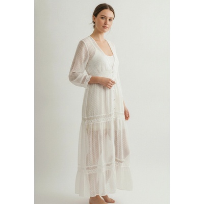 Boohoo maxi boho šaty bílá