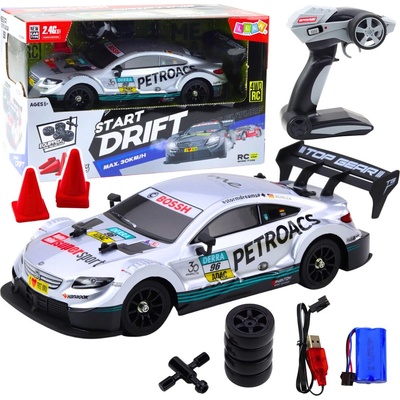 LeanToys RC Driftovací auto stříbrná 30km/h 1:16