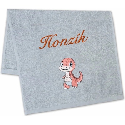 Povlečení Plus ručník se jménem 30 x 50 cm LILI dinosauřík šedý