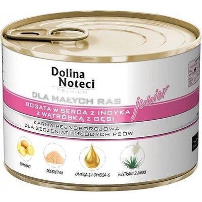 Dolina Noteci Premium pre psy malých plemien Junior s morčacím srdcom a husacou pečeňou 12 x 185 g