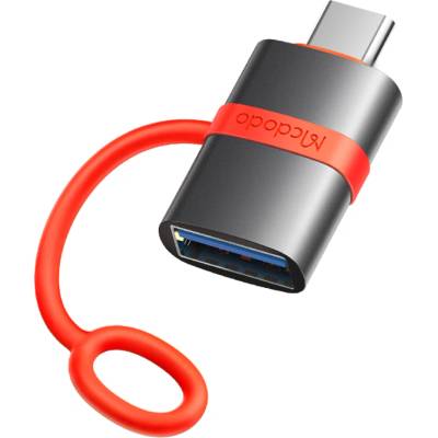 Mcdodo Адаптер (OT-3810) със силиконова каишка - Mcdodo - USB към Type-C, 5Gbps, алуминиев - Сиво
