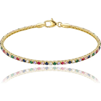 MINET 4988 Elegantní zlatý tenisový náramek s různobarevnými zirkony Au 585/1000 1,90g