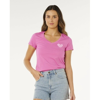 Rip Curl RC Heart V Neck Tee Super Pink