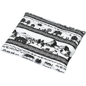 TORF Възглавница с костилки от череши, черно-бял модел, 18 x 19 см