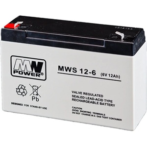 MW Акумулаторна батерия MW MWS 12-6, 6V, 12Ah, AGM, F1 конектори (MWS 12-6)