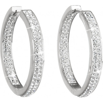 Evolution Group strieborné náušnice kruhy s kryštálmi Swarovski biely kruh 31122.1