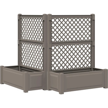 vidaXL Голяма саксия с решетка 2 pcs Сиво 143 x 143 x 133, 5 см ПП (42041726)