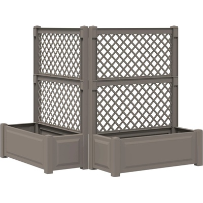 vidaXL Голяма саксия с решетка 2 pcs Сиво 143 x 143 x 133, 5 см ПП (42041726)