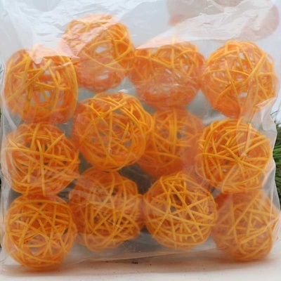 Ratanová koule 10 cm - 12 ks - žlutá - SU0406