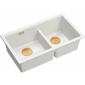 Quadron Logan 120 бяла - медна вградена композитна мивка 76x45 см (HQL7645U1_PVDC1_I) Мивка за вграждане