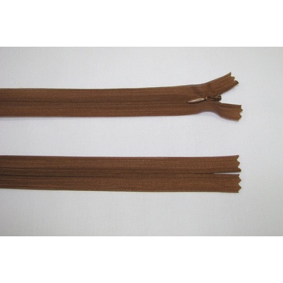 Zips krytý 3mm hnedá nedeliteľný 50cm dederon