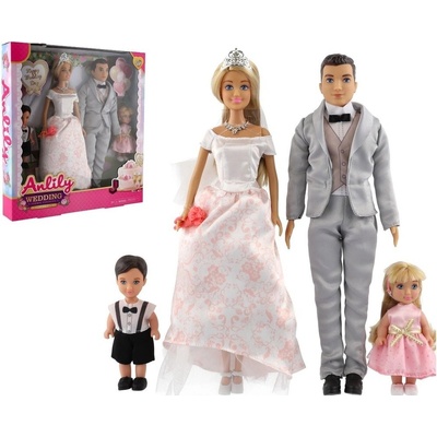 Teddies nevěsta a ženich Anlily plast 28 cm s rodinou – Zbozi.Blesk.cz