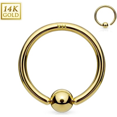 Zlatý piercing kruh, Au 585/1000 (0,45 g, 1,2 x 8 mm, kulička 3 mm) ZL01042-12083-YG