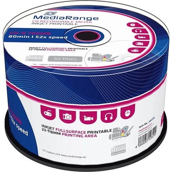 MediaRange CD-R 700MB 52x Printable, cake box 50ks (MR208)