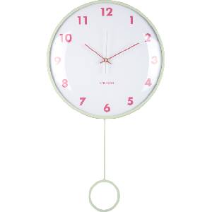 Karlsson Cheeky Dome стенен часовник с махало, пастелно зелен (KA6058LG)