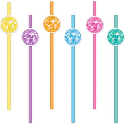Party Papierové slamky Retro Disco 19,5 cm 6 ks