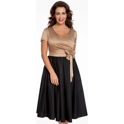 Lindy Bop dámské retro šaty Gina gold black 6124 černá