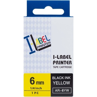 PRINTLINE kompatibilní páska s Casio XR-6YW1 6mm, 8m, černý tisk/žlutý podklad 100% novy kompatibil