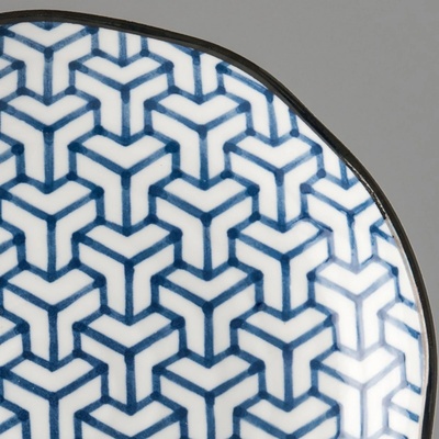 MIJ Mělký talíř Herringbone Indigo Ikat 23 cm