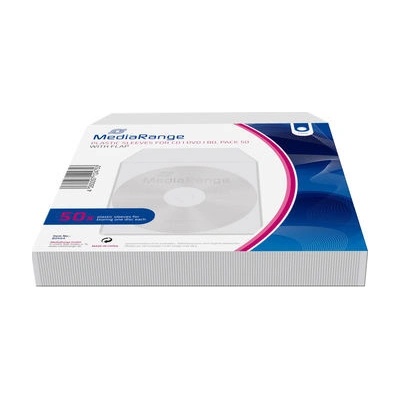 Polypropylenová obálka na CD/DVD s chlopní 124x124mm - 50pack BOX64