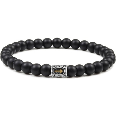 Daniel Dawson pánský korálkový Ivar Gold achát runa NR2027