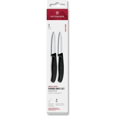 VICTORINOX Swiss Classic paring knife set 2 ks 8cm straight/wavy pointed tip black box