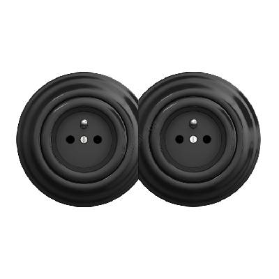 - Двойна ретро домашна розетка с рамка № 1 черна (KA0017B)