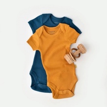 BabyCosy Organic ORGANIC body s krátkým rukávem 2ks Modrá Žlutá