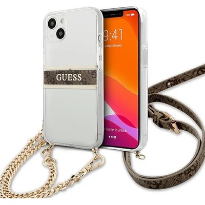 GUESS Калъф Guess GUHCP13SKC4GBGO, за iPhone 13 mini 5.4", прозрачен, кафяв (GUE001687-0)