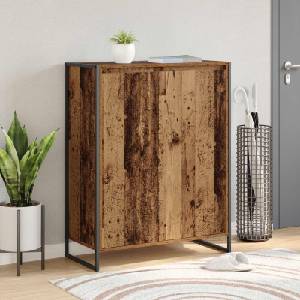 vidaXL Шкаф за обувки Старо дърво 79 x 36 x 100 см Инженерна дървесина (886466)