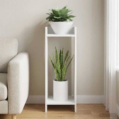 vidaXL Стойка за растения Бяло 30 x 30 x 80 cm Инженерна дървесина (899578)