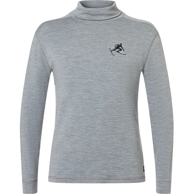 super. natural Мъжки вълнен пуловер super. natural Toni Roll Neck Jumper - Cashmere Grey Melange / Jet Black / Fresh White (005-6225-0113)