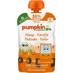 Pumpkin Organics Био пюре Pumpkin Organics - Пауч с овесени ядки, манго и морков, 100 g (210718) - baby