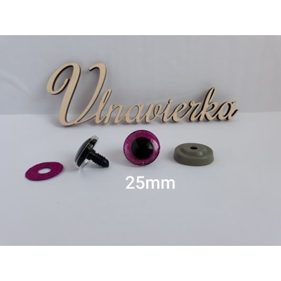 Oči s pojistkou glitrové 25mm fialová