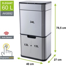 Helpmation ELEGANT 60 l AK8892 tříděný bezdotykový koš