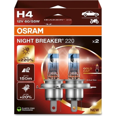 Osram Night Breaker 220 H4 P43t 12V 60/55W 64193NB220-2HB 2 ks