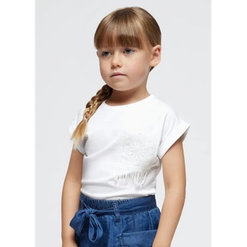 MAYORAL Тениска с къс ръкав crochet в бяло за мини момиче Mayoral