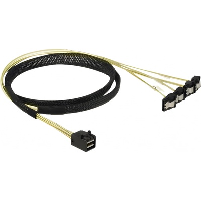 Delock Kabel Mini SAS HD SFF-8643 > 4 x SATA 7 pin samice 90° pravoúhlý 1 m