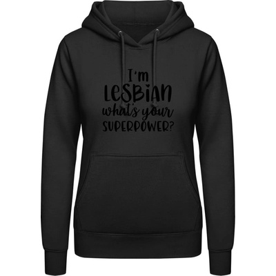 AWDis Hoodie mikina Som lesbička aká je tvoja superschopnosť? čierna