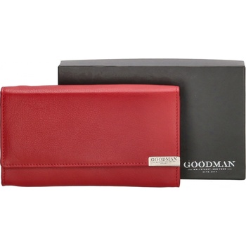 Goodman Luxusná kožená dámska peňaženka v krabičke červená