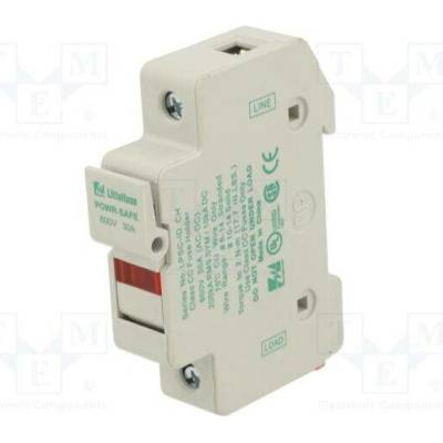 LITTELFUSE LPSC0001ZXID Zásuvka; 10,3x38mm; na přípojnici DIN; 30A; 600V; Póly: 1; bilá